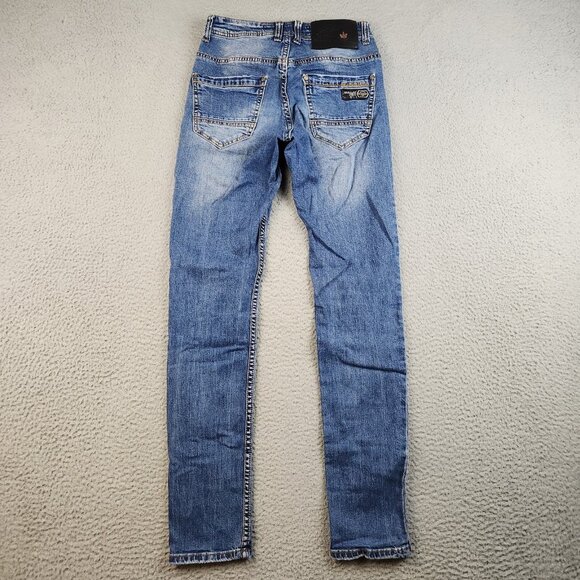 Womens Blue Denim Resalsa Skinny Ankle Jean Size 27 Stretch Faded Star Charm Zip - Picture 2 of 14